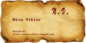 Nics Viktor névjegykártya